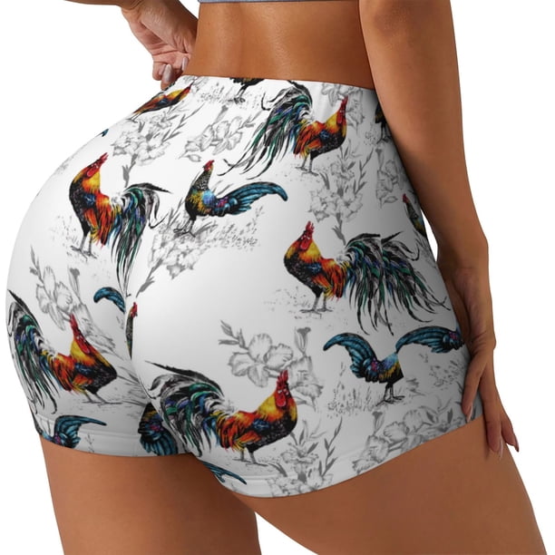 Fotbe Cool Chicken Shorts Sin Costuras – Shorts Deportivos de Cintura Alta para Mujer, Elásticos para Gimnasio, Yoga, Running o Ciclismo-Small