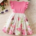 thumbnail image 4 of Fesfesfes Girls'Summer Solid Color Short Sleeve Crew Neck Elastic Waistband Dress with Pockets Casual Comfortable Cotton Blend Dress for Kids(Pink,6 Years), 4 of 9