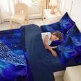 thumbnail image 4 of Feelyou Space Shark Bedding Comforter Set for Kids Boys Girls, Dreamy Galaxy Star Animal King Bedding Sets, Navy, Blue Reversible, 7 Pieces, 4 of 7