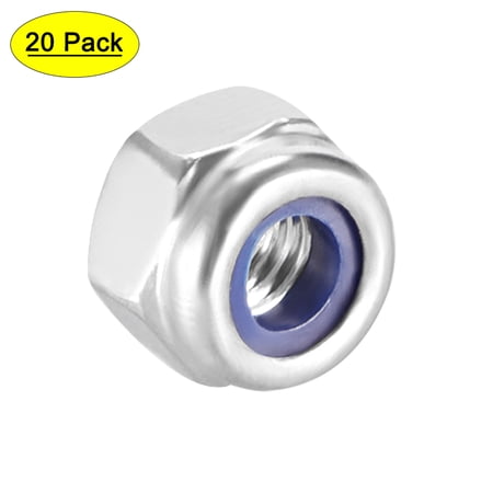 Unique Bargains M3x0.5mm Hex Lock Nuts Stainless Steel Nylon Insert Self-Lock nuts 20Pcs Silver