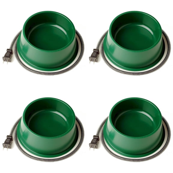 Farm Innovators 1 Quart Electric Heated Pet Water Bowl, Green (4 Pack)