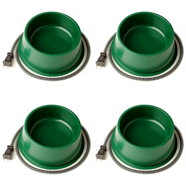 Farm Innovators 1 Quart Electric Heated Pet Water Bowl, Green (4 Pack)