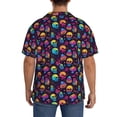 thumbnail image 3 of Lsque mushroom color Skull print Men's Cuban Collar Short Sleeve Shirt Summer Beachwear Casual Button Down Fashionable Vacation Leisure Shirt-4X-Large, 3 of 7