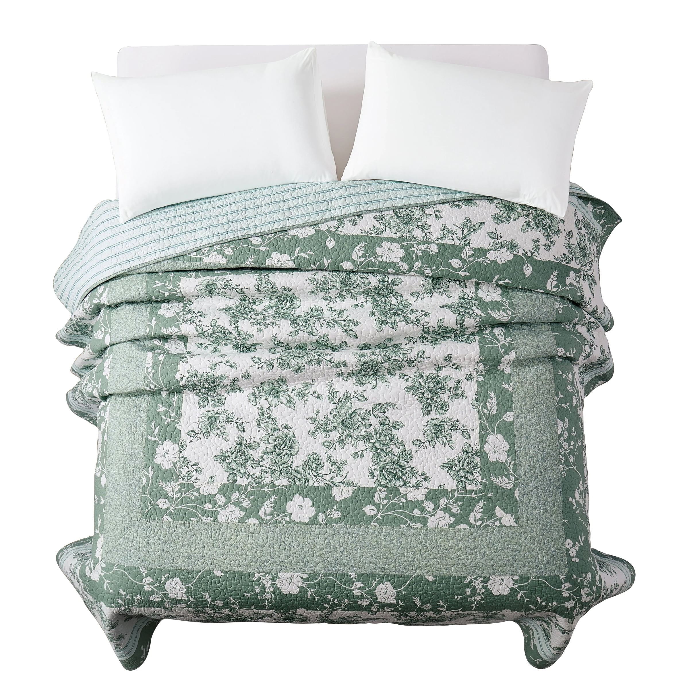 The Pioneer Woman Avery Cotton Patchwork Quilt, Green River, Full/Queen
