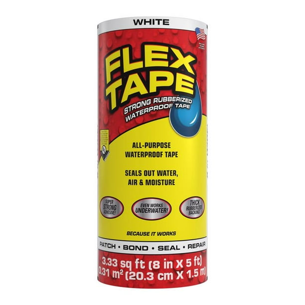 Cinta de reparación impermeable Flex Seal Flex Tape de 8 cm x 1,5 m, color blanco