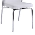 thumbnail image 4 of Metal Dining Chair, Vegan Faux Leather, Set of 2, White, Chrome- Saltoro Sherpi, 4 of 5