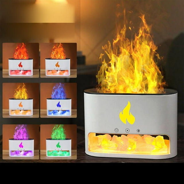 Xihbxyly Difusor de Llama, Aromaterapia Led Multicolor, Apagado Automático Silencioso, Alimentación Por Usb, Portátil, Ideal para El Hogar y La Oficina, Relajación Relajante, Temporizador, Tamaño 19