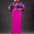 thumbnail image 2 of AURA Women Floral Print Long Sleeve Maxi Skirt Set S-XXXL Elegant Tie Waist Two Piece Outfit, 2 of 10