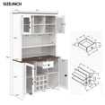 thumbnail image 6 of CQSXDA 70.9" Kitchen Pantry Storage Cabinet in  Wood Finish with LED Outlets for Dining Room Organization，White, 6 of 9