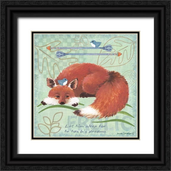 Phillips, Anita 26x26 Black Ornate Wood Framed with Double Matting Museum Art Print Titled - Lil Boys Fox Green