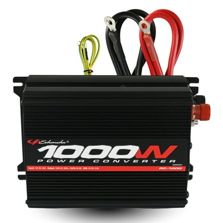 Schumacher Electric 1000 Continuous/2000 Peak Watt DC-to-AC Converter, 120V AC Outlets, USB, Modified Sine Wave, 12V Auto/Marine Batteries, PC-1000