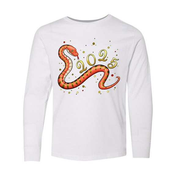 Inktastic 2025 Year of the Snake New Year Snake Long Sleeve Youth T-Shirt