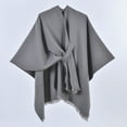 thumbnail image 2 of Dwellite Womens Solid Color Shawl Pashmina Shawl Wraps for Women Wool Knitted Shoulder Top Sweater Shawls Scarf 2026 Gray, 2 of 3