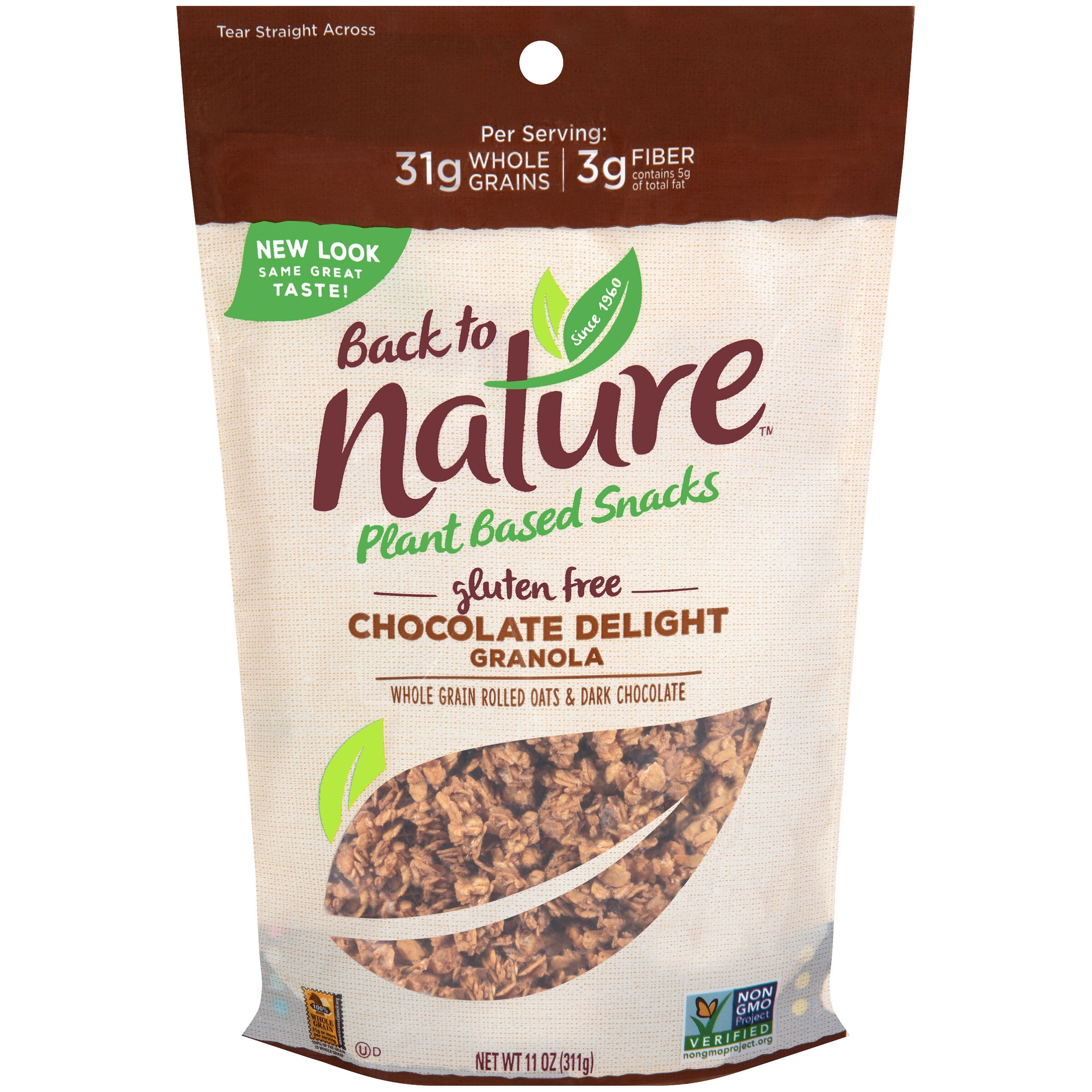 Back To Nature Plant Based Snacks Gluten Free Chocolate Delight Granola 11 Oz Bag Walmart Com