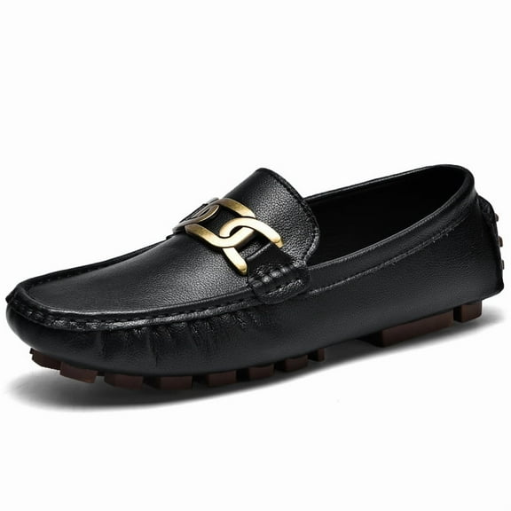 Men's Casual Loafers Slip On Leather Shoes Comfortable Lightweight Driving Shoes Male Moccasins Classic Penny Loafer Flats Boat Shoes Outdoor Walking Shoes