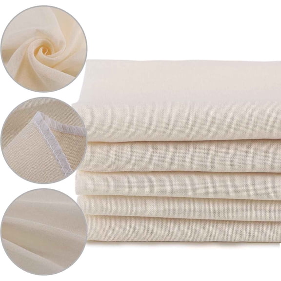 Muslin Cloths Reusable for Straining, 100% Unbleached Pure Cotton Cheesecloth, Soft Square Weave Fabric Filter for Cooking, Baking
