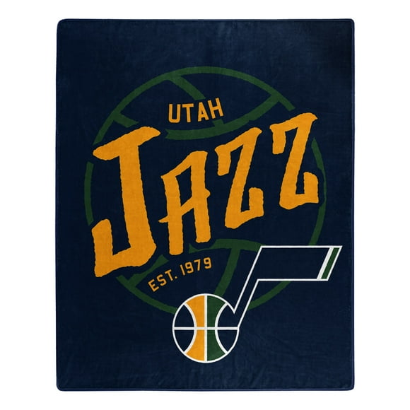 Utah Jazz Couverture 50x60 Raschel Design Blacktop - Commande Spéciale