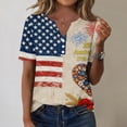 thumbnail image 2 of Youpwaven Women's Independence Day V-Neck Top, Patriotic 250th Anniversary American Flag Shirt, Floral Butterfly 4th of July Graphic Tee, Short Sleeve Henley Button Up Summer Apparel, 2 of 6