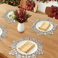 thumbnail image 2 of Set of 6 Snowflake Shape Placemats, Kitchen Table Mat, Seasonal Holiday Christmas Place Mats for Party Dining Table Silver 15inch, 2 of 6
