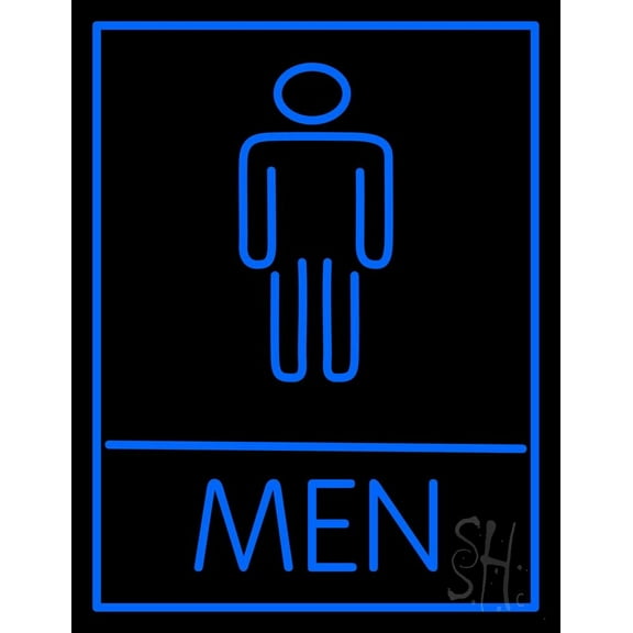 Men Restroom Bar LED Neon Sign 19 x 15 - inches, Clear Edge Cut Acrylic Backing, with Dimmer - Bright and Premium built indoor LED Neon Sign for Bar decor.