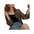 thumbnail image 3 of Faithtur Chemise Femme Adulte à Carreaux Col Rabattu Manches Longues Hauts Blouse, 3 of 5