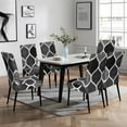 thumbnail image 2 of Dining Room Chair Covers Set of 6, Stretch Parsons Chair Slipcovers Universal Removable Washable Chair Seat Covers Protector for Dining Room, Kitchen, Hotel and Party, Black Geometric, 2 of 6