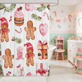 thumbnail image 2 of Manfei Gingerbread Waterproof Shower Curtain 72Wx78L Christmas Bath Curtain, Red Green, 2 of 5