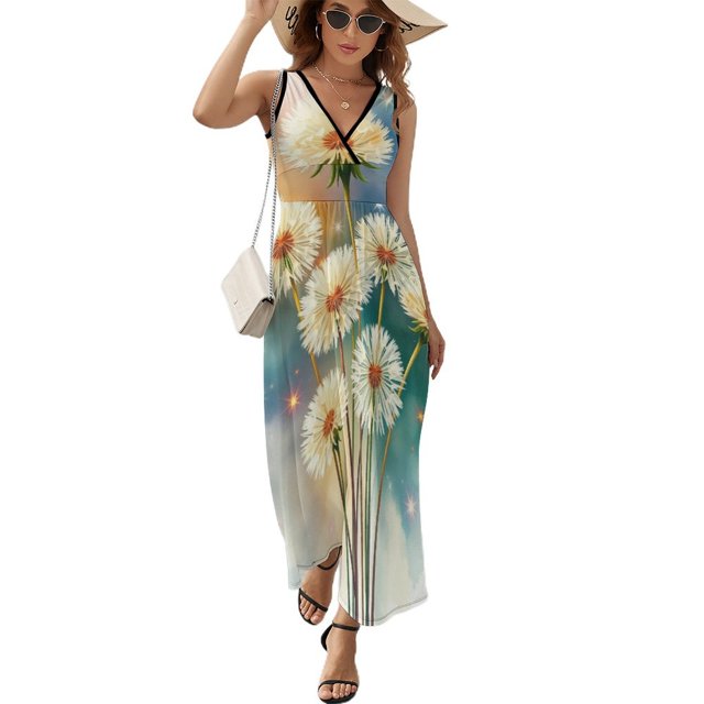 Watercolor Dandelion Vestido Sin Mangas Para Mujer, Traje De, Ropa De Cumpleaños, Verano