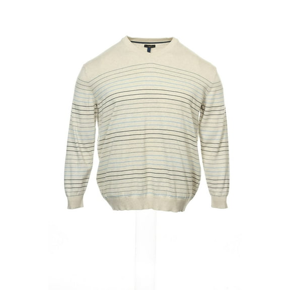 Club Room Gray Micro Horizontal Striped V-Neck Sweater , Size 2XLarge Tall
