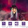thumbnail image 3 of 71" Life Size Hanging Talking Witch,  Animated Halloween Witch with Sound Activation and Red Eyes for Outdoor & Indoor Decor - Old, Spooky and Scary Flying Animatronic Witch for Halloween Decorations, 3 of 9
