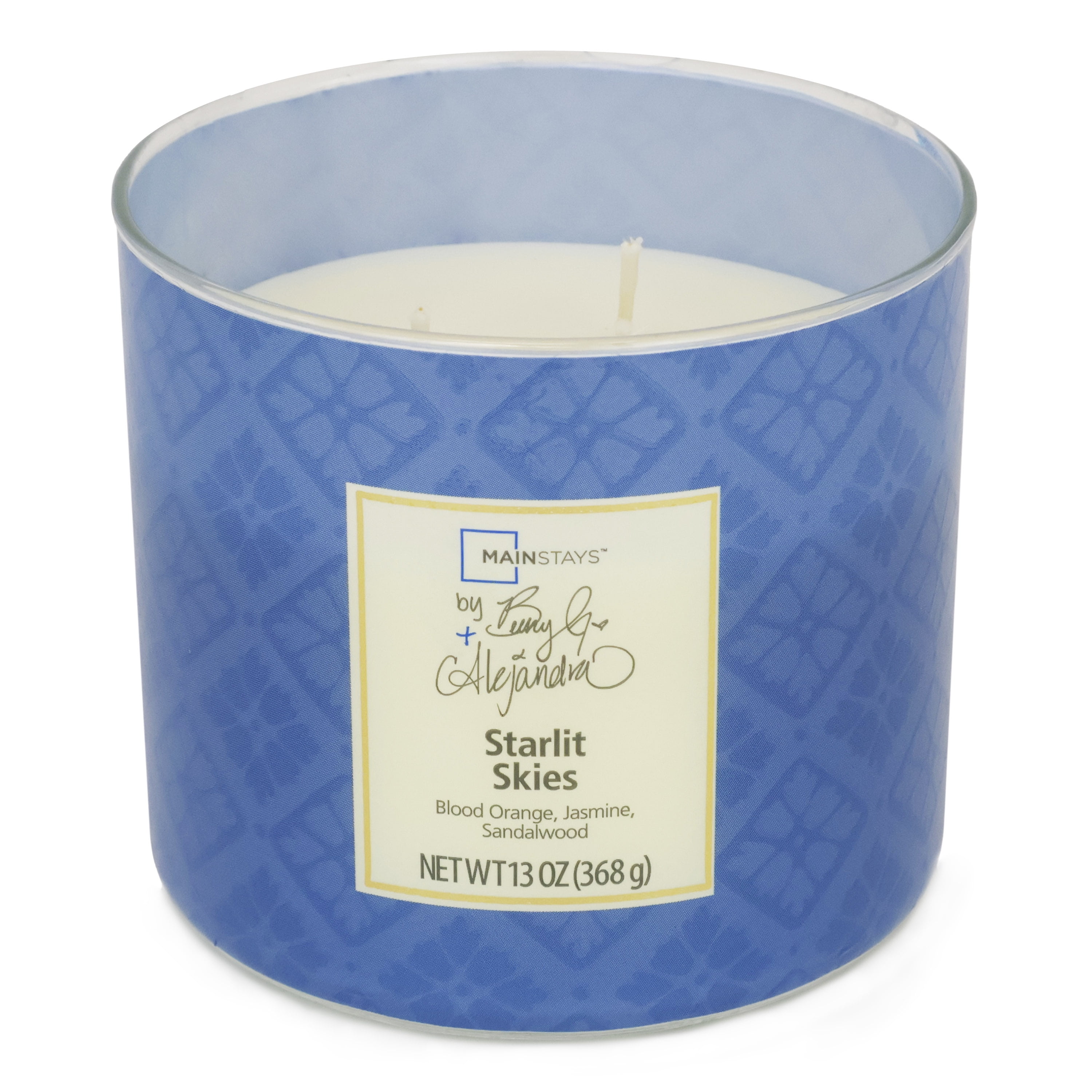 Mainstays by Becky G. & Alejandra 3-Wick Starlit Skies Candle, Blue Tile, 13 oz