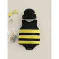 thumbnail image 2 of DcoolMoogl Newborn Infant Baby Boys Girls Bee Romper  Back White Wing Jumpsuits with Hat Halloween Outfits Yellow 12-18 Months, 2 of 7