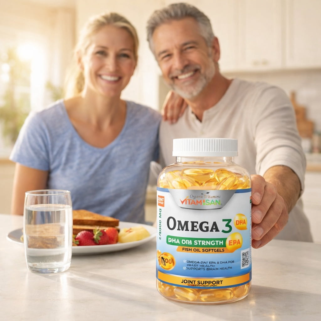 Vitamisan Omega 3 Fish Oil 2000 mg – 120 Softgels – EPA & DHA Support – Heart, Brain & Joint Health – Extra Strength Fish Oil Supplement
