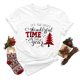 thumbnail image 2 of Gibobby Camisas de Navidad para mujer Camiseta de manga corta con cuello redondo y estampado navideño para mujer(Blanco,XG), 2 of 4