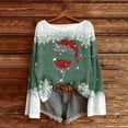thumbnail image 2 of yardsong Women's Boho Tops Long Sleeve 2025 Christmas Sweaters Boat Neck Imitation Pullover Xmas Holiday Sweatshirt Green,XXL, 2 of 4