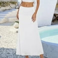 thumbnail image 2 of Fgnfyis Women's Casual Ruched Stretchy High Waist Flared A-Line Midi Skirt for Everyday Comfort and Style White S, 2 of 4