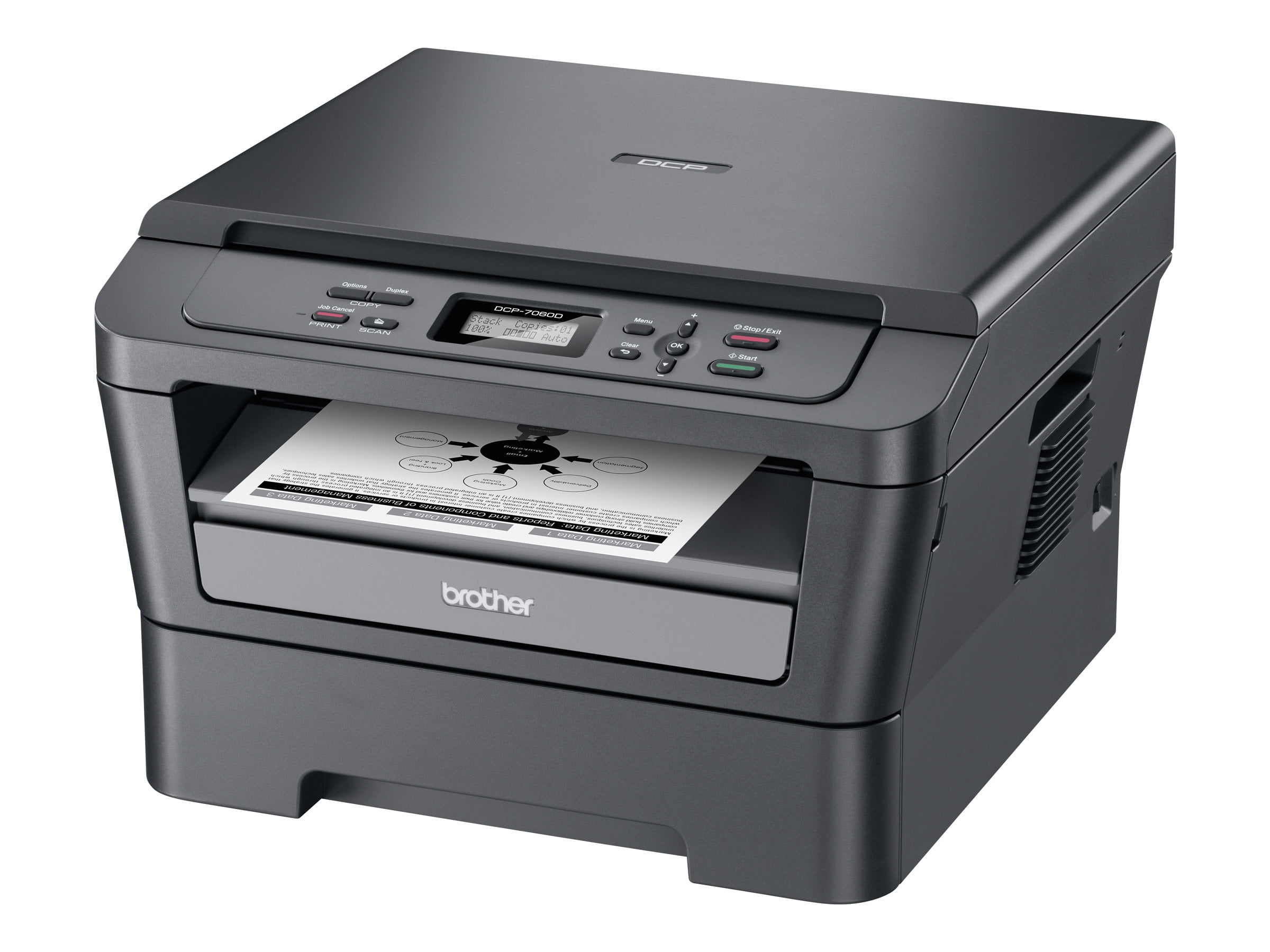 Brother DCP-7060D - Multifunction printer - B/W - laser - 8.5 in x 11.7 in (original) - A4 (media) - up to 24 ppm (copying) - up to ppm (printing) 250 sheets - USB 2.0 - Walmart.com