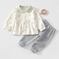 thumbnail image 2 of QGJZVUNL Infants Baby Girl Clothes Floral Long Sleeve Dress Tops and Elastic Waisted Jogger Pants 2Pcs Outfits Set Size 18-24Months, 2 of 4
