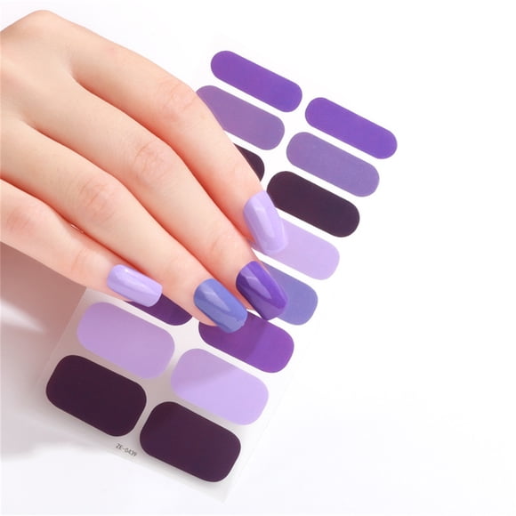 Heliisoer 16 Strips Semi Cured Gel Nail Stickers Nail Lamp Required Gel Nail Polish Wraps Gel Nail Art Stickers For Women Girls