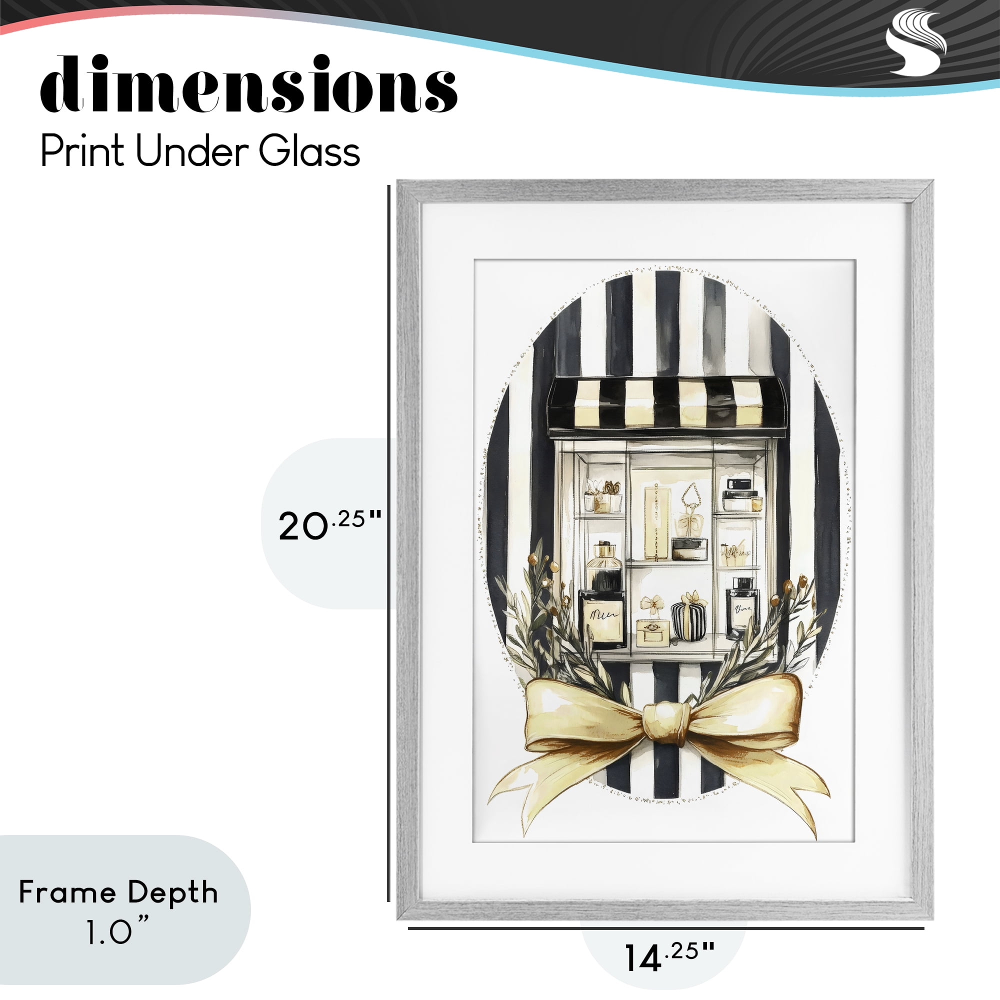 Stupell Industries Maison Perfume Window Display Gray Framed Print Under Glass, design by Petal Prints Design