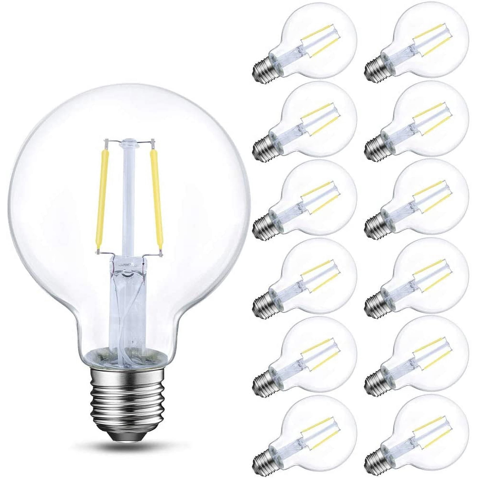 ENERGETIC Dimmable Globe Vanity LED Light Bulb, 40 Watt Equivalent, 5000K Daylight for Bathroom Mirror, E26 Base, Christmas Thanksgiving Decorations, UL Listed, 12 Pack
