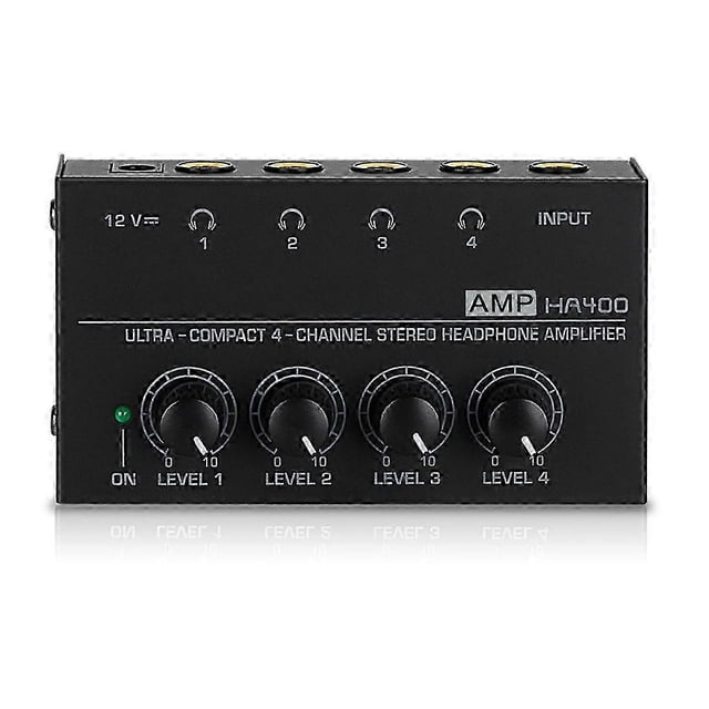 HA400 Mini Amplifier Headphone Amplifier 4 Channels Ultra-Compact Stereo Audio Amplifier Earphone Amplifier EU Plug