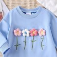 thumbnail image 5 of zuwimk Newborn Baby Girl Romper 3D Flower Fall Winter Clothes Striped Waffle Bubble Sweatshirt Cute Coming Home Outfit(12-18 Months,Blue), 5 of 5