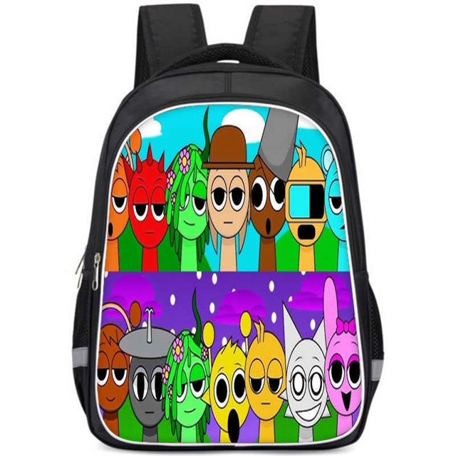 Sac à Dos Boîte Rythmique Sprunki 16 Pouces double Couche Grande Capacité Sac d'École pour Enfants en Solde