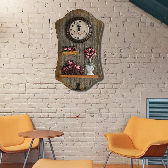 Reloj de pared Perfecl estilo europeo decorativo madera 26 cm x 17 cm x 1 cm