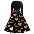 thumbnail image 3 of Fgvctg Valentine's Day a Line Dresses for Women Elegant Crewneck Vintage Cocktail Dress Love Heart Graphic Fit Dress 1950s Long Sleeve Elegant Dressy Clothes Hot Pink 3XL, 3 of 4