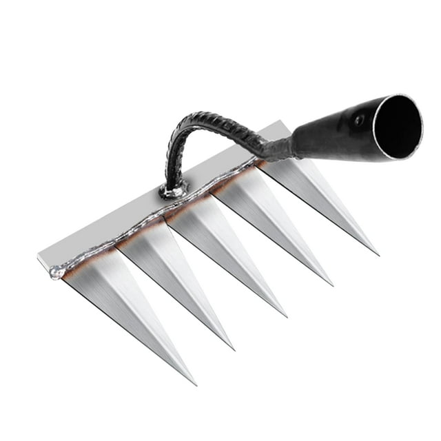 Rastrillo de hierro para jardinería y deshierbe – Herramienta de jardín resistente, rastrillo de mano de acero al carbono para deshierbe resistente (sin palo)