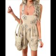 thumbnail image 2 of Cortos Holgados con Lazo en la Espalda, Sin Mangas, Estilo Bohemio, con Estampado Floral, para Mujer, para Playa, Verano 2025 Caqui S, 2 of 10