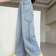 thumbnail image 6 of Girls Pants,Stylish Girls Cargo Jeggings Autumn Fashion Loose Fit Wide Leg Denim Pants Casual,Girls Jeans,02 Blue,11-12 Years, 6 of 9