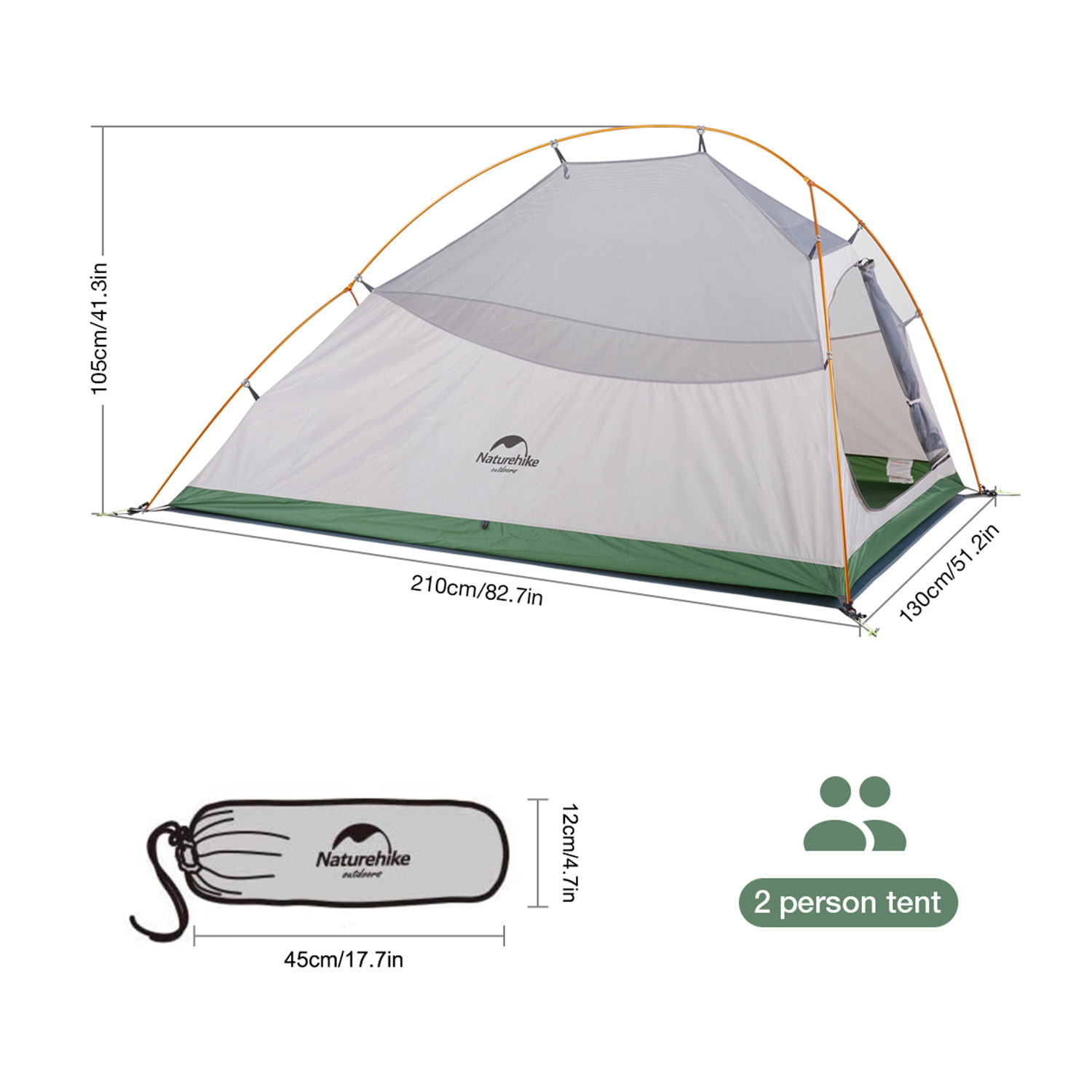 Naturehike Cloud-Up 1/2/3 Person Backpacking Tent Lightweight 